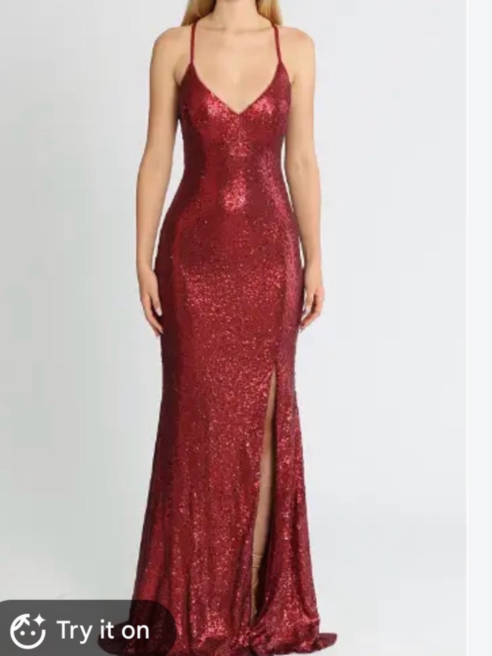 Honey and Rosie Red Sequin V-Neck Slip Dress